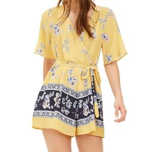 Trixxi Juniors' Kimono Border-Print Romper